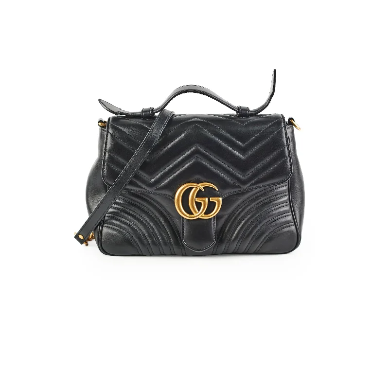 boho satin handbag-Gucci Marmont Small Top Handle Bag