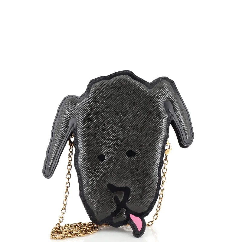 cream leather shoulder bag-Grace Coddington Dog Face Bag Epi Leather and Reverse Monogram Canvas Mini