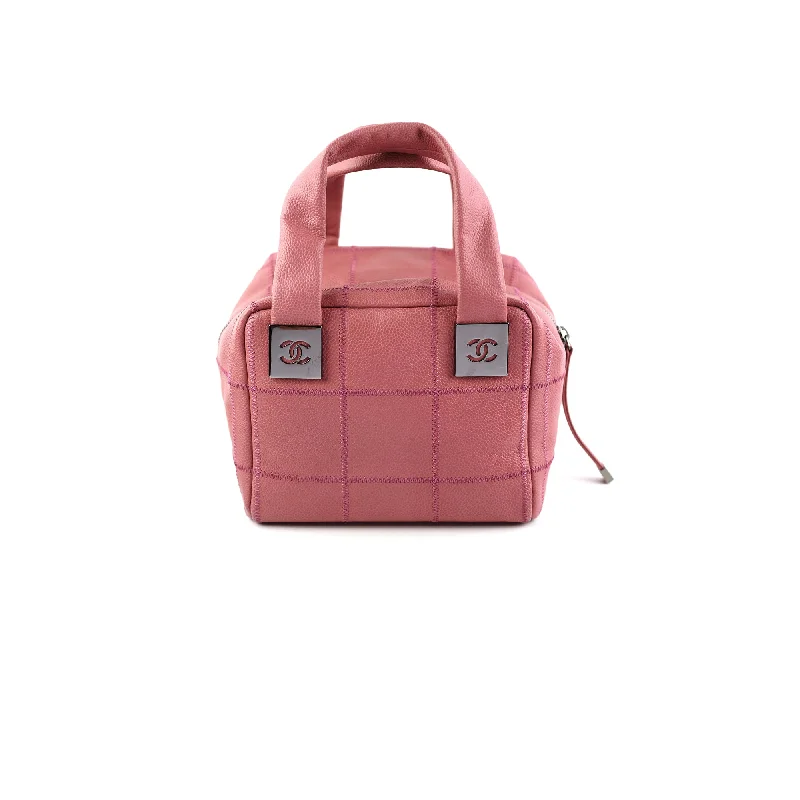 small festival handbag-Chanel Caviar Square Stitch Bowler Bag Pink