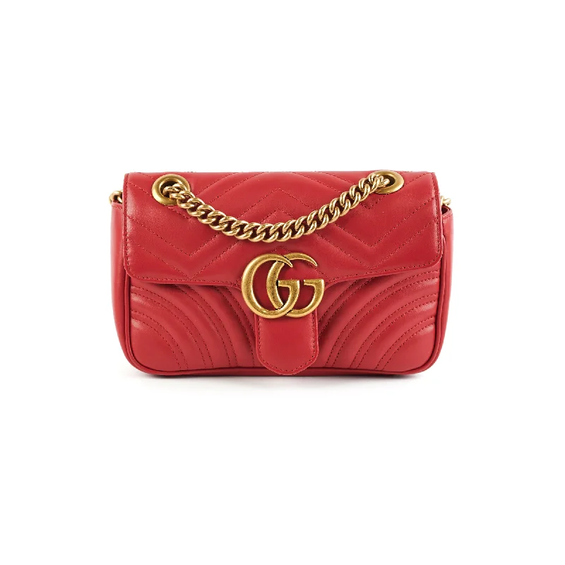 waterproof suede handbag-Gucci Marmont Mini Red