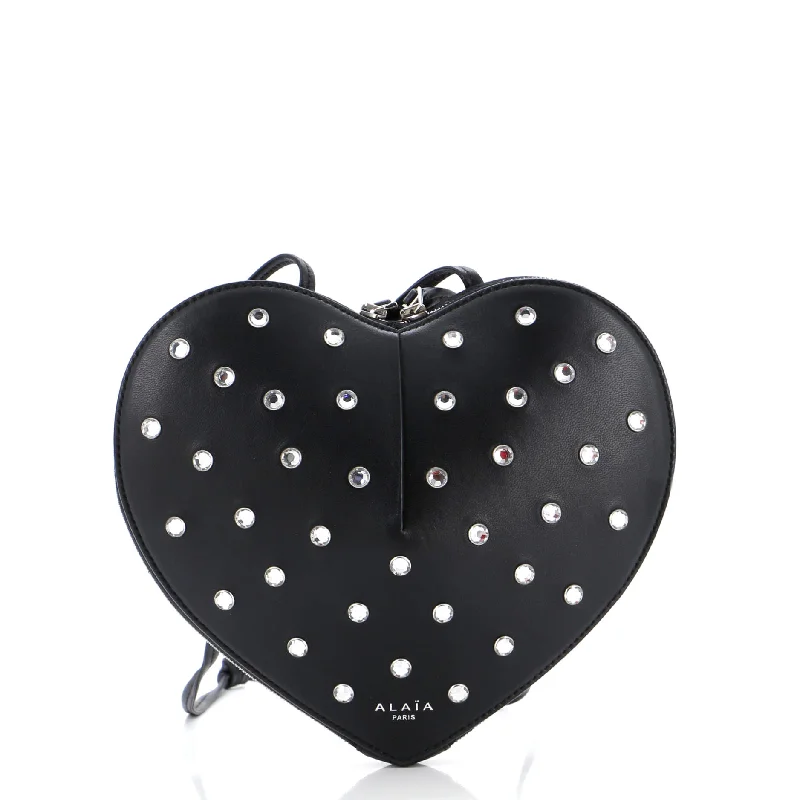 spacious party shoulder bag-Le Coeur Shoulder Bag Crystal Embellished Leather