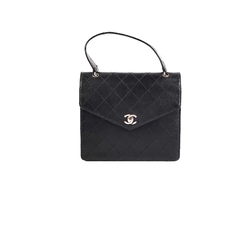 soft pastel handbag-ITEM 31 - Chanel Vintage Square Black Top Handle Bag