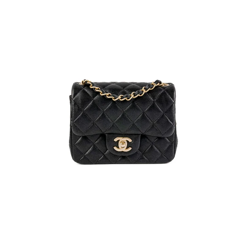 trendy floral handbag-Chanel 19S Mini Square Bag Black