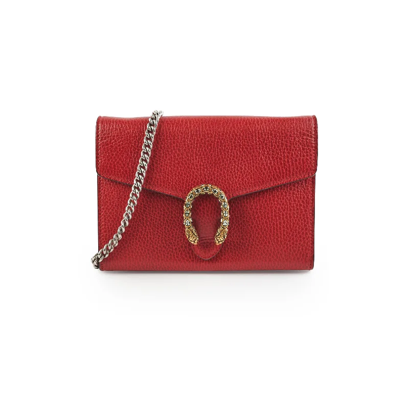 beige leather handbag-Gucci Red Dionysus Wallet On Chain WOC