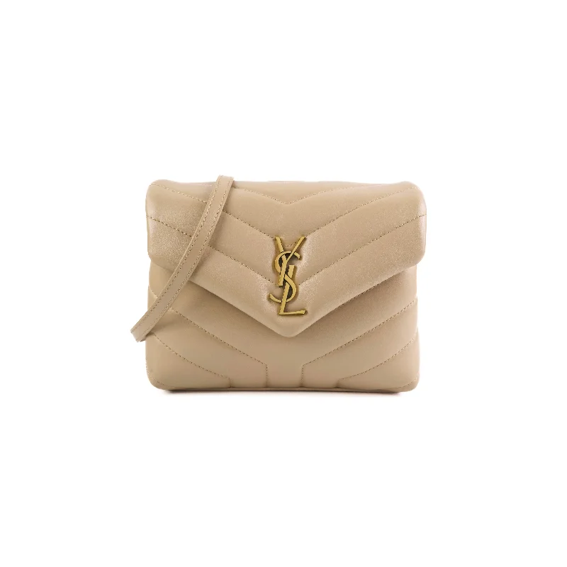 yellow suede handbag-Saint Laurent Loulou Toy Dark Beige