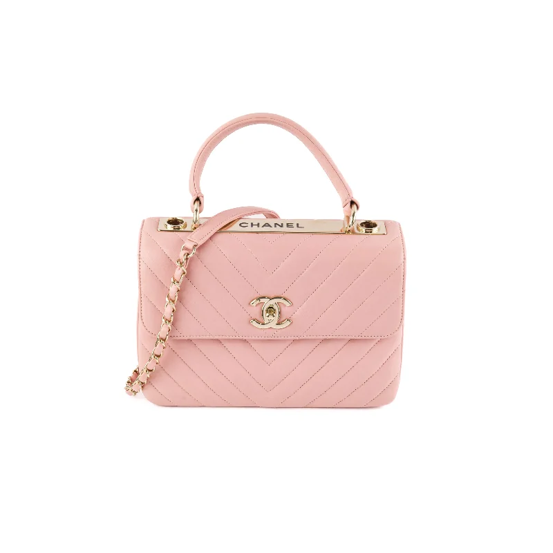 oversized office handbag-ITEM 16 - Chanel Chevron Trendy CC Small Pink