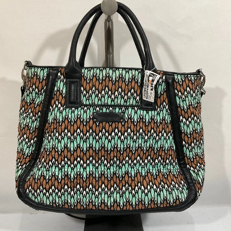 teal satin handbag-Handbag By Vera Bradley, Size: Large