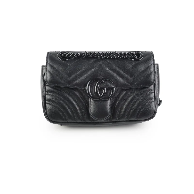 chic teal handbag-Gucci Black Marmont Mini Black Shoulder Bag