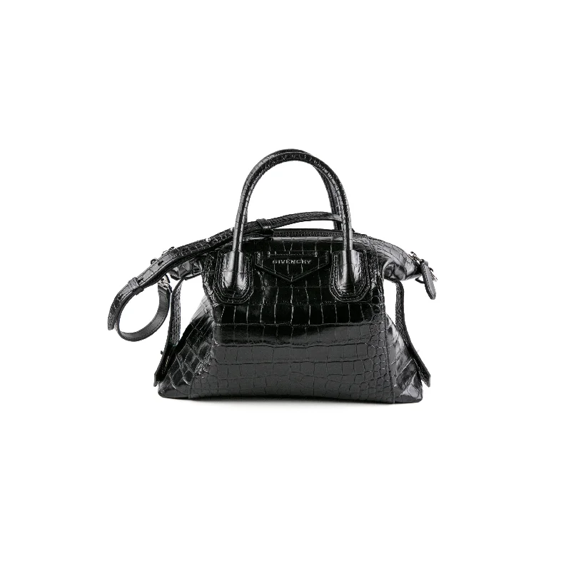 classic white handbag-Givenchy Antigona Soft Croc Embossed Black