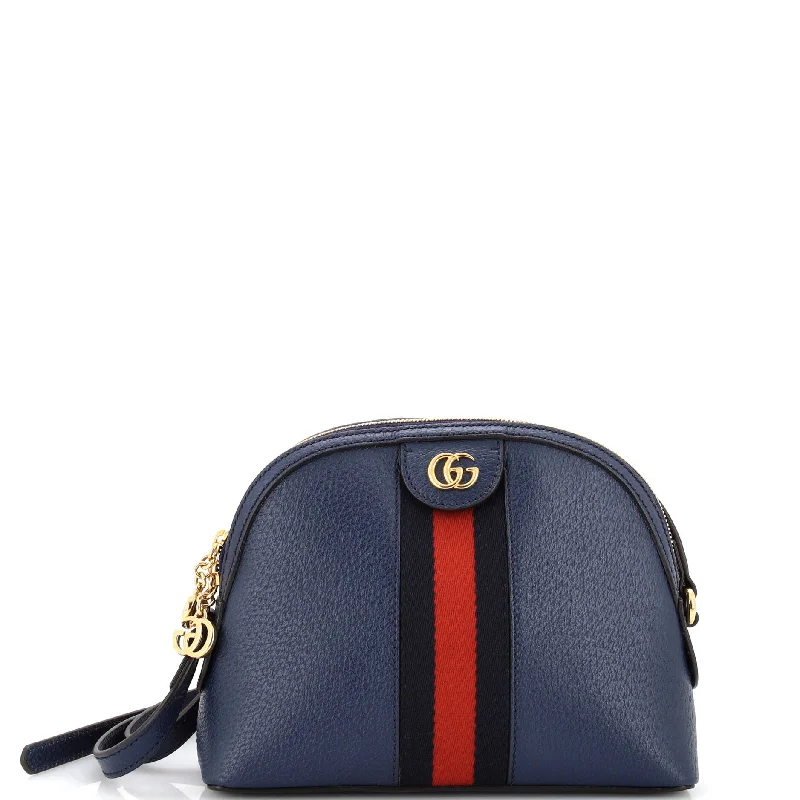 navy suede shoulder bag-Ophidia Dome Shoulder Bag Leather Small