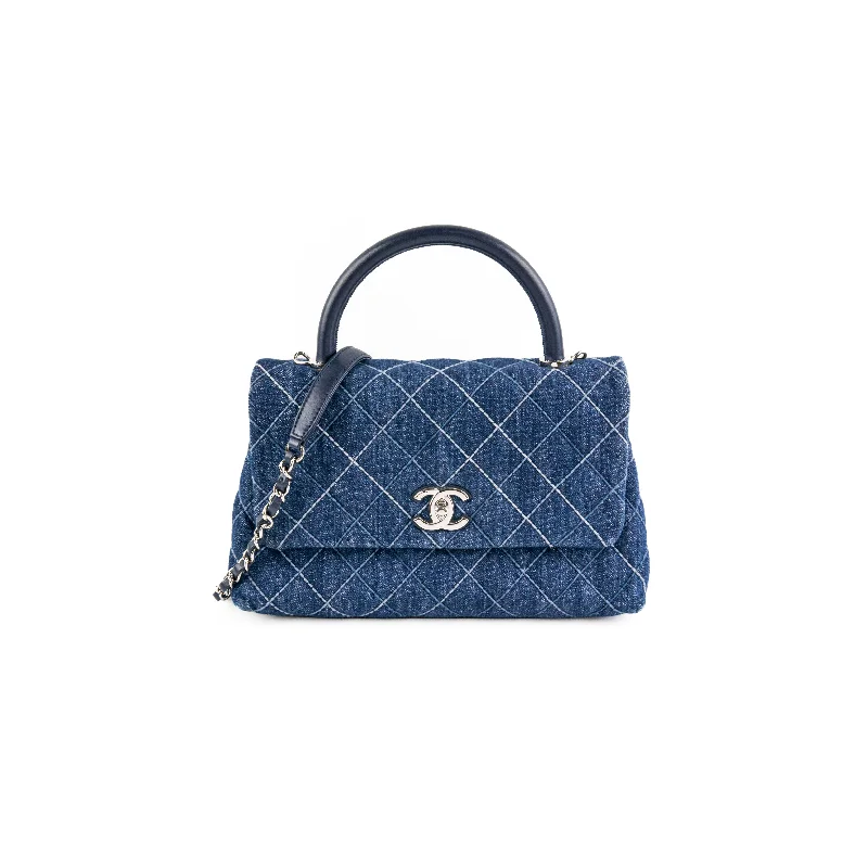 brown straw handbag-Deal of the Week - Chanel Medium Coco Handle Denim Blue