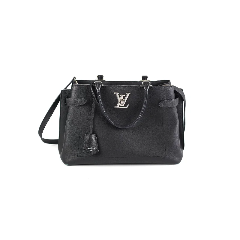 structured travel handbag-Louis Vuitton Lock Me Black