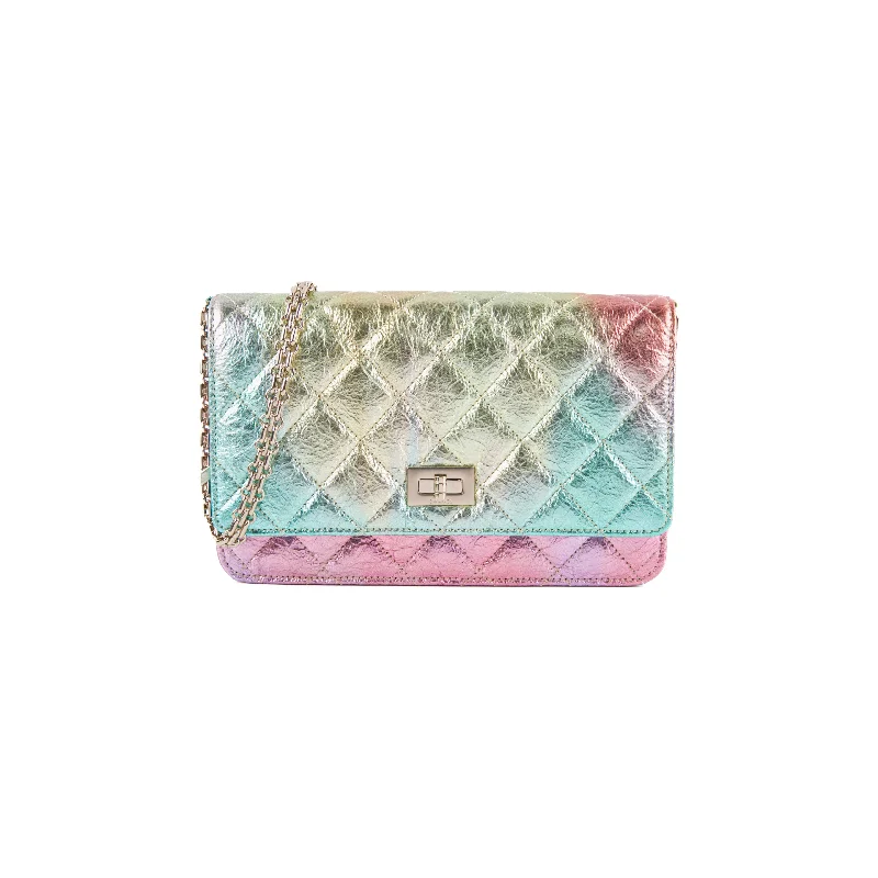 eco-friendly velvet handbag-Chanel 20A Rissue Wallet On Chain WOC Rainbow