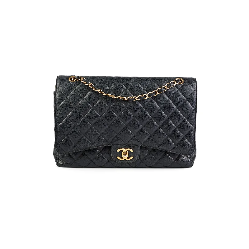 boho velvet handbag-Chanel Maxi Jumbo Double Flap Black Caviar