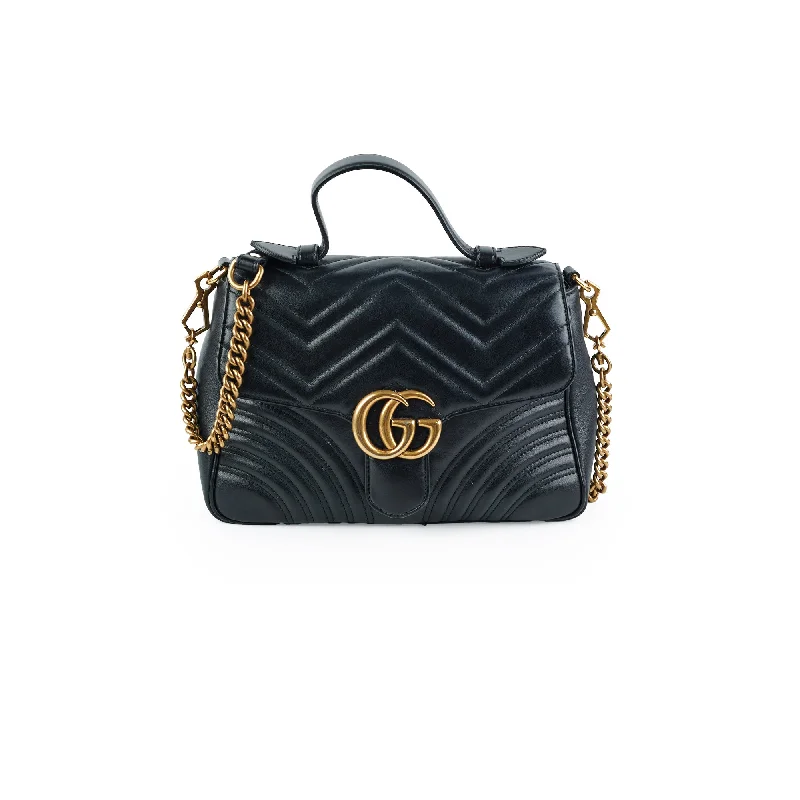 chic purple handbag-Gucci Top Handle Marmont Black