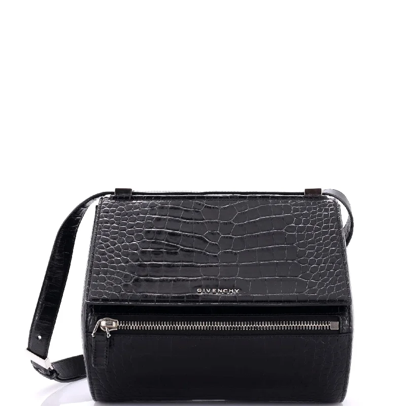 designer velvet shoulder bag-Pandora Box Bag Crocodile Embossed Leather Medium