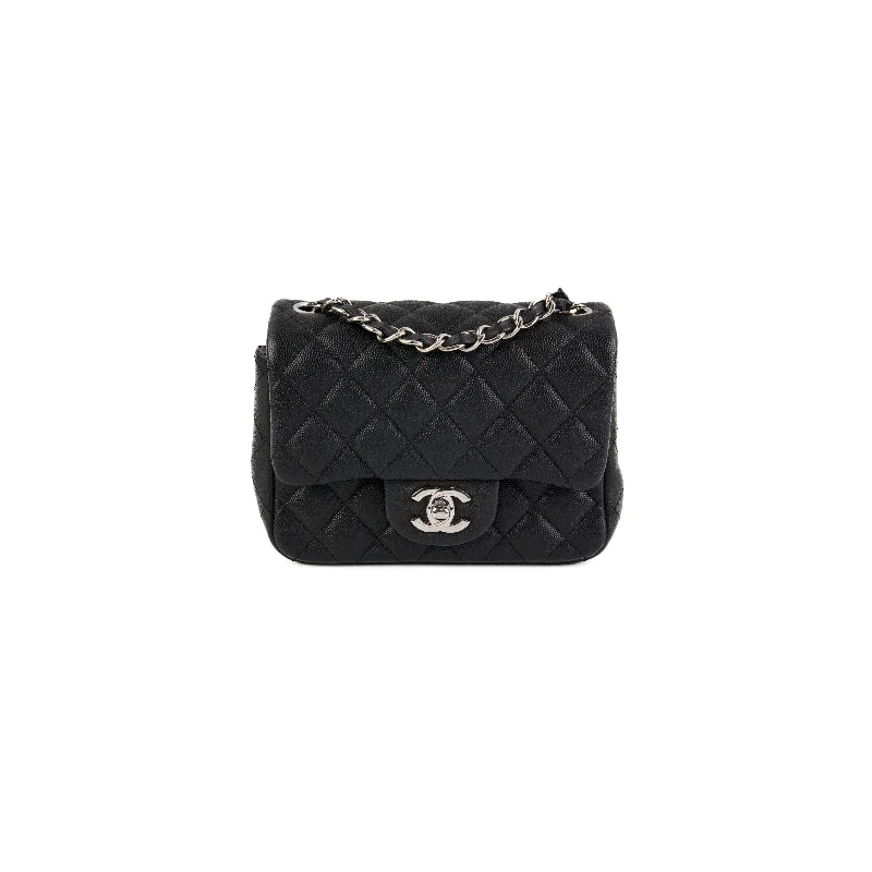 embroidered leather handbag-ITEM 18 - Chanel Mini Square Black Caviar