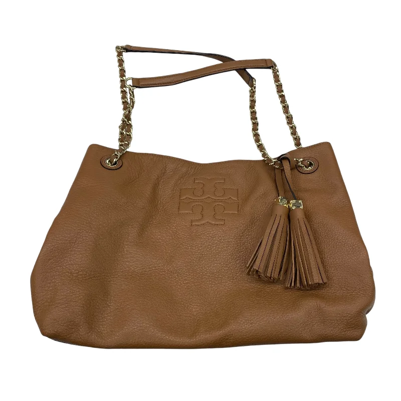 brown leather handbag-Handbag Designer By Tory Burch In Tan, Size:Medium