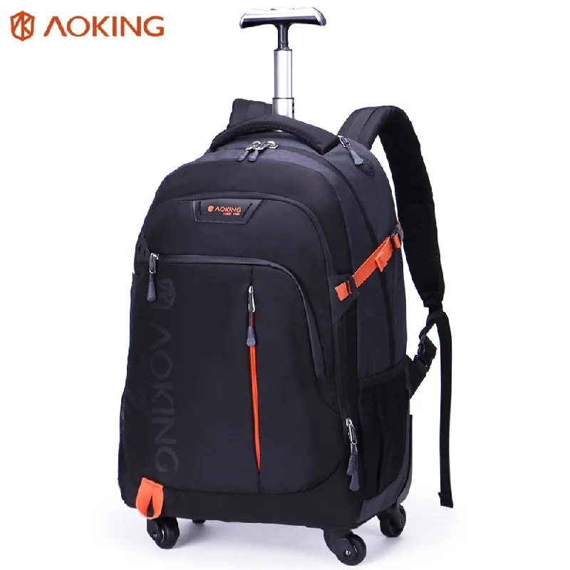 leather backpack for luxury travel -Aoking High Quality Waterproof Travel Trolley Backpack Luggage Wheeled Carry-Ons Bags Large