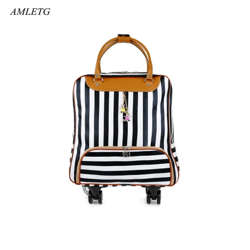 small suitcase for short getaways -Suitable For Ladies Suitcase Suitcase Set, With Bag, Waterproof Faux Leather Case With Wheels,