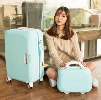 pink suitcase for feminine charm -Women Travel Luggage Set Trolley Suitcase Cosmetic Suitcase Rolling Bags  On Wheels  Women