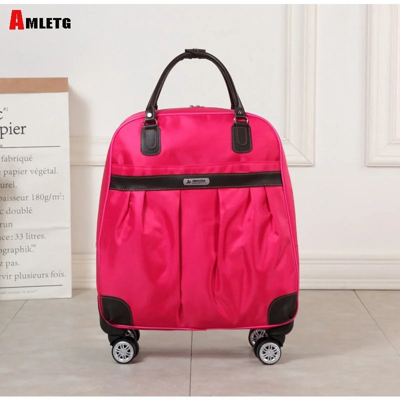 eco-friendly suitcase for eco-conscious -Amletg New Hot Fashion Women'S Brand Caster Casual Solid Color 4 Color Case Rolling Luggage Trolley