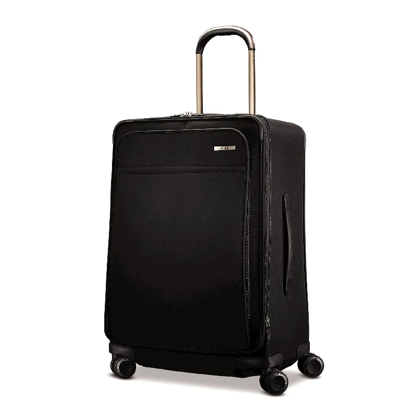 heavy-duty suitcase for rough loads -Hartmann Metropolitan 25" Medium Journey Expandable Spinner (DEEP BLACK)