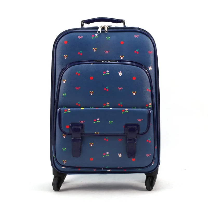 eco suitcase for planet lovers -Luggage Female Small Fresh Universal Wheels Suitcase Trolley Luggage Travel Bag Luggage 20 16,Retro