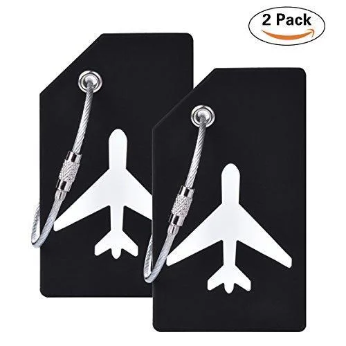 practical suitcase for work trips -2Pcs Black Silicon Travel Luggage Tags Suitcase Luggage Bag Tags, Travel Airlines Baggage Id Name