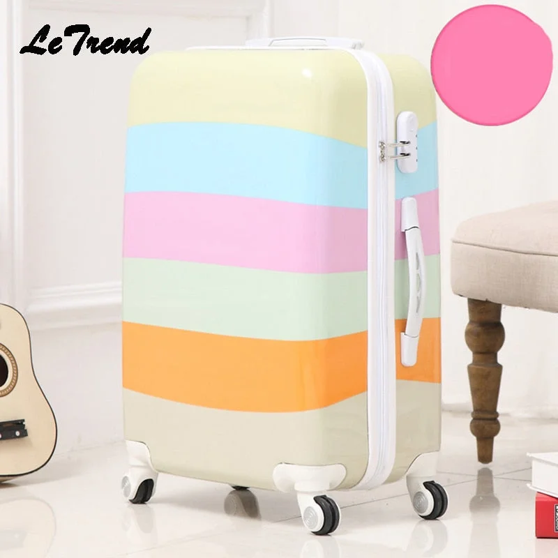 collapsible suitcase for home storage -Letrend Creative Student Rolling Luggage Spinner Women Trolley Suitcase Wheels 20 Inch Carry On