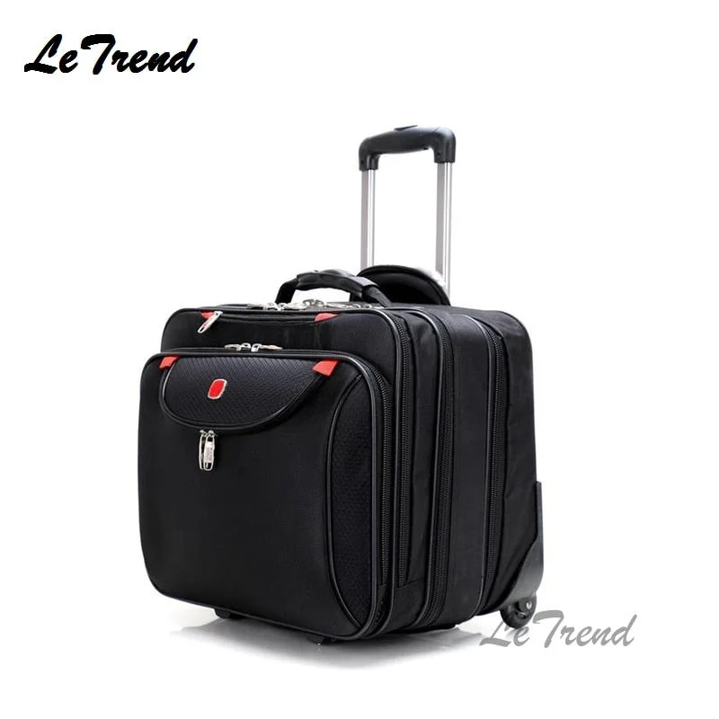 heavy suitcase for equipment -Letrend New Oxford Rolling Luggage Casters 18 Inch Men Multifunction Boarding Suitcase Large