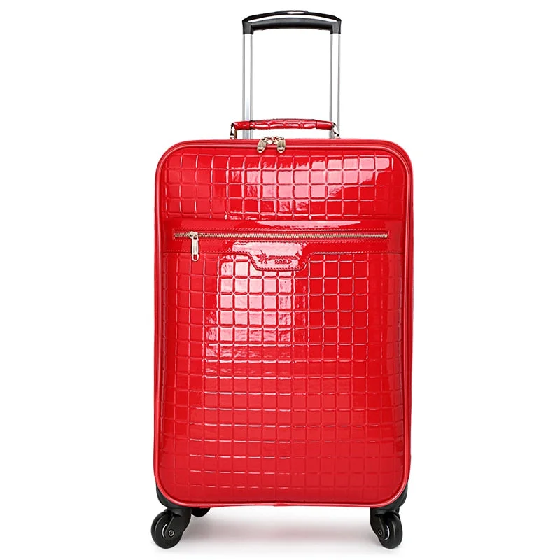 soft shell suitcase for soft packing -Red Luggage Married The Box Bride Box Suitcase Female Travel Trolley Luggage Bag,16 20 24Fashion