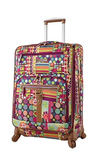 luxury suitcase for rich trips -Lily Bloom Luggage 24" Expandable Design Pattern Suitcase With Spinner Wheels For Woman (24In,