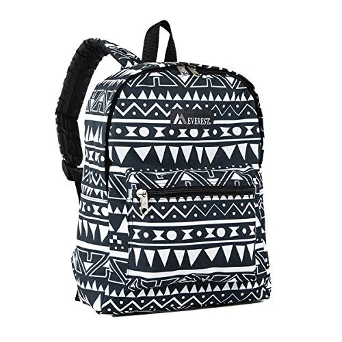 affordable backpack for low budgets -Everest Classic Pattern Backpack, Navy/White Ethnic, One Size