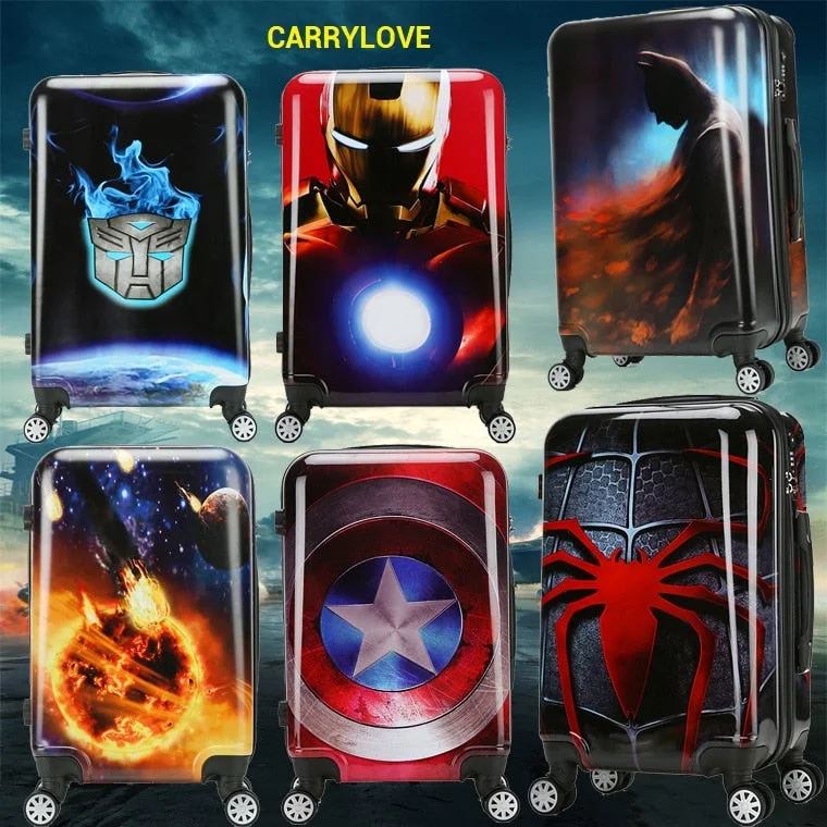 premium suitcase for quality -Carrylove Cartoon Luggage Series 18/20/24 Size Boarding Pc Super Hero  Rolling Luggage Spinner