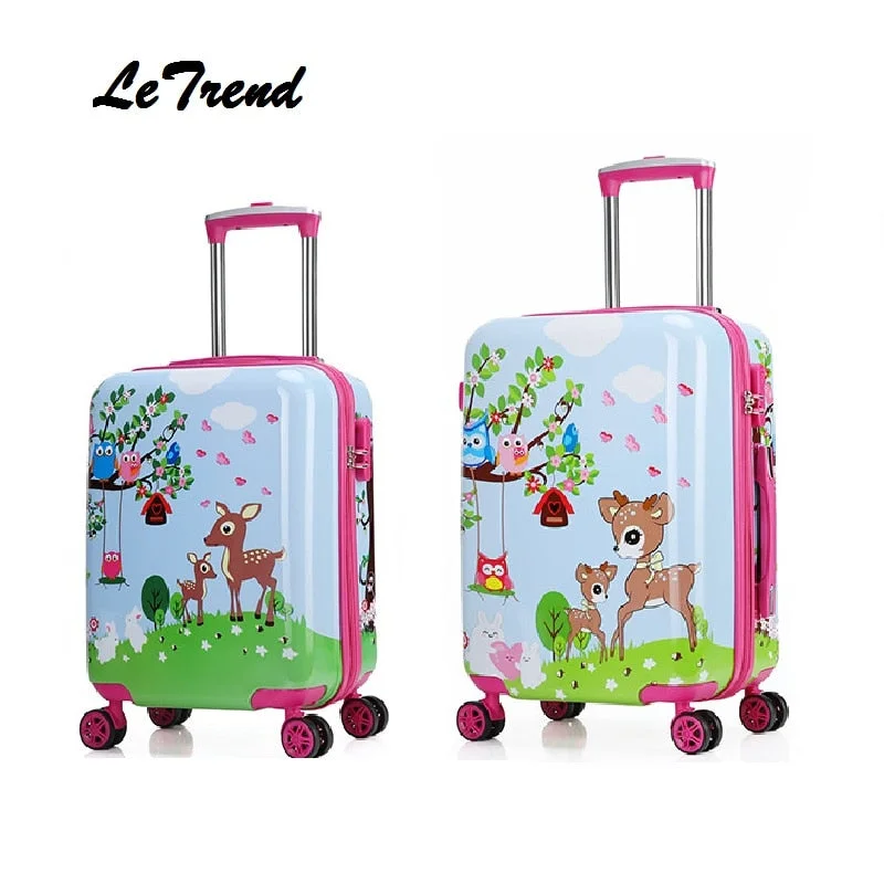 expandable suitcase for more storage -Letrend New 19'20' Cute Cartoon Suitcases Wheel Kids Dinosaur Rolling Luggage Spinner Trolley