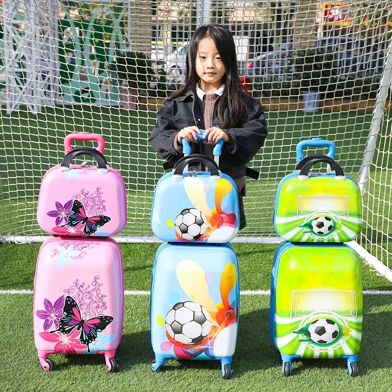 checked suitcase for large loads -Abs Cartoon Children'S Suitcase,18 Inch Baby Suitcase,Male Child Trolley Case,Universal Wheel