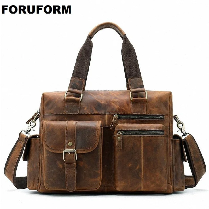 eco duffel bags for eco travel -Crazy Horse Genuine Leather Travel Bag Men Vintage Travel Duffel Bag Cow Leather Carry On Luggage