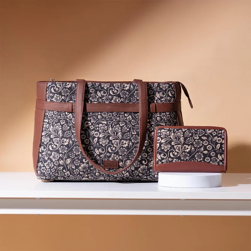 designer leather purses & wallets-designer leather purses & walletsFloMotif - Statement Office Bag & Chain Wallet Combo