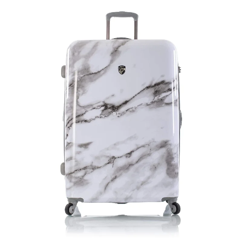 blue suitcase for family trips -Heys America Unisex Carrara Marble 30" Spinner White One Size