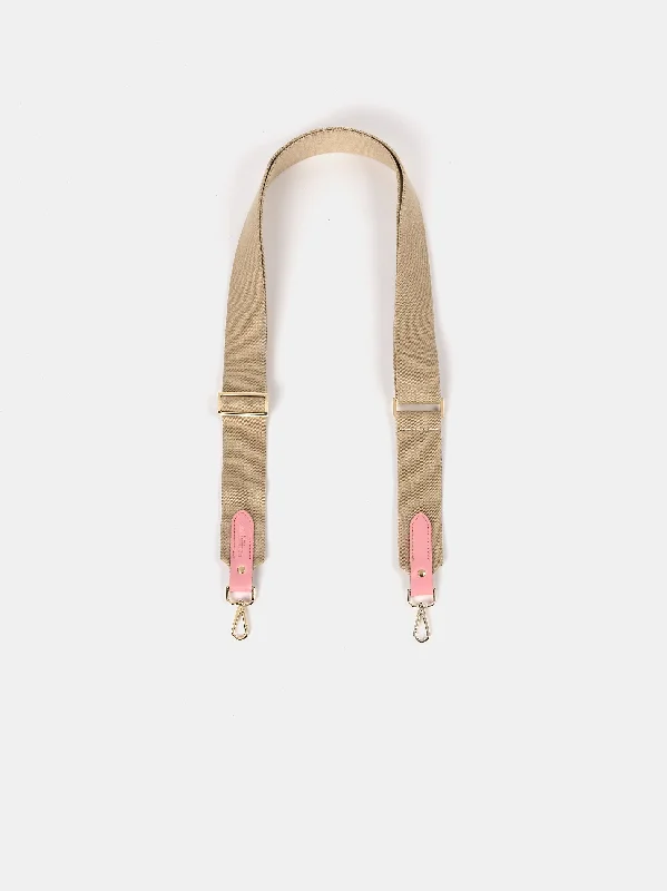 sleek beige shoulder bag-The Webbing Shoulder Strap - Sand & Pink Icing