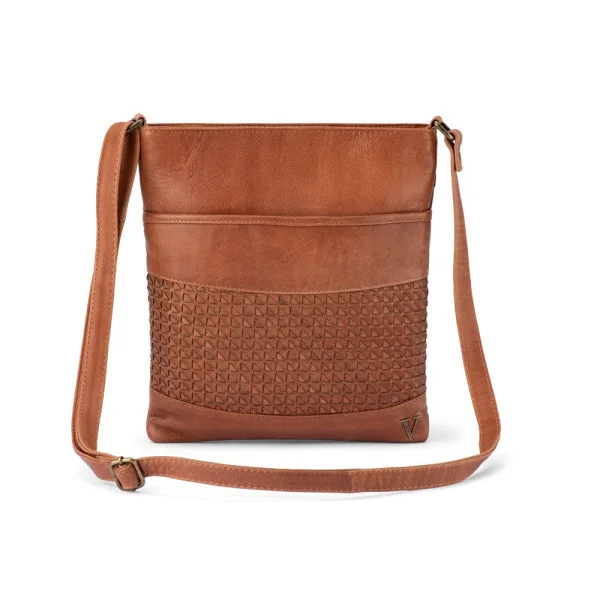 premium canvas crossbody bag-premium canvas crossbody bagVerona - VCB-0010 Crossbody leather sidebag - Cognac