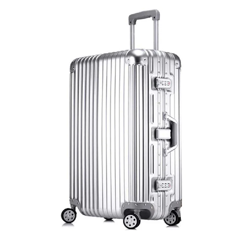 yellow suitcase for visibility -Trolley Suitcase, Caster Suitcase Trolley Suitcase, Retractable Suitcase, Hard-Shell Suitcase With Tsa Lock And 4 Casters, Silver, 22 inch