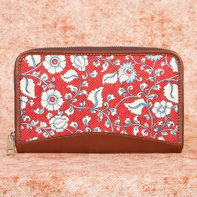 trendy quilted purses & wallets-trendy quilted purses & walletsChittoor Red Kalamkari Metal Chain Wallet