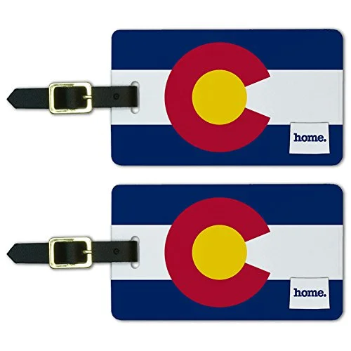 eco-friendly suitcase for earth travel -Graphics & More Colorado Co Home State Luggage Suitcase Id Tags-Flag, White