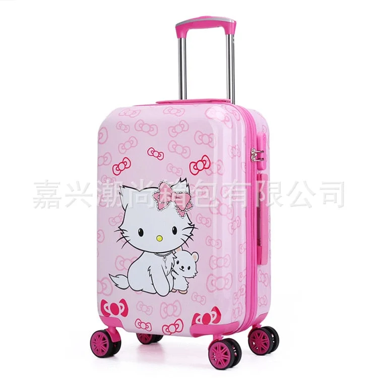 compact suitcase for tight travel -20Inch Cute Hello Kitty Girls'Luggage Children'S Rod Box  Kids Travel  Luggage Suitcase Bag With