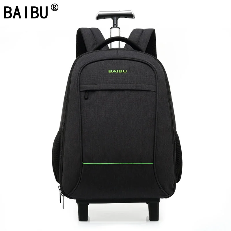 rolling backpack for long journeys -Baibu High Quality Waterproof Travel Trolley Backpack Luggage Bags Wheeled Carry-Ons Bags Large