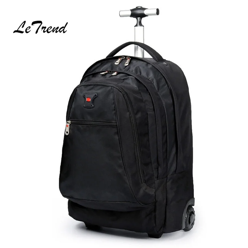 budget backpack for thrifty journeys -Letrend Men Business Travel Duffle 20 Inch Carry On Suitcase Wheels Computer Backpack Rolling