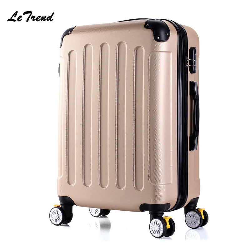 small suitcase for solo travel -Letrend New Fashion Korean Abs+Pc Rolling Luggage Trolley Men Travel Bag 20 Inch Boarding Box Women