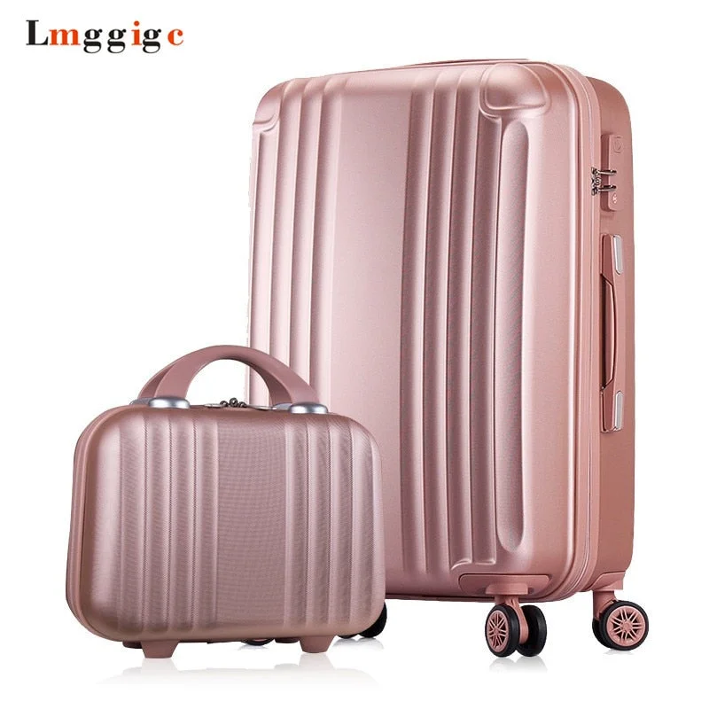 medium suitcase for average trips -Women Luggage With Handbag,Candy Colors Suitcase Bag Set,New Abs Travel Case,Rolling Trip Box